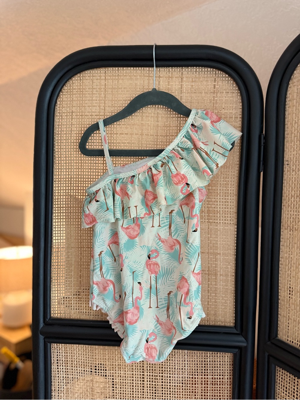 Ruffle Butts Girls One Piece Off Shoulder Swimsuit Flamingos Pink Blue 5